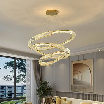 Современная хрустальная люстра Для украшения интерьера гостиной, столовой, спальни Светодиодные подвесные светильники