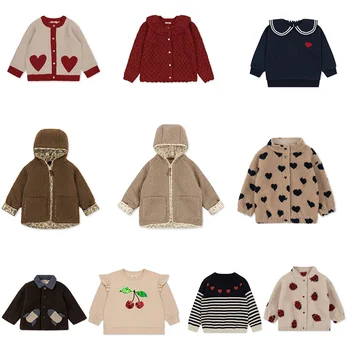 Зимняя теплая куртка для мальчиков и девочек EnkeliBB Kids, пальто с рисунком сердечек и вишни, осенняя одежда бренда KS для детей