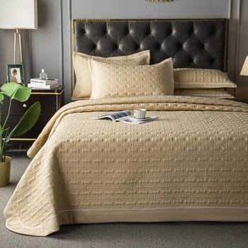 Роскошное геометрическое стеганое одеяло, однотонные льняные постельные принадлежности для домашнего отеля
