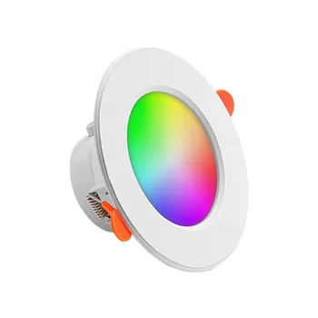Встраиваемый круглый светильник Tuya, энергосберегающий светодиодный цветной точечный светильник, Bluetooth-совместимое управление с мобильного телефона для Alexa Google Home