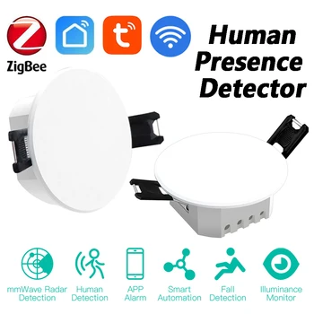 Tuya Smart Life Zigbee WiFi Детектор присутствия человека микроволновый радар mmWave PIR Датчик движения Обнаружение яркости Умный дом