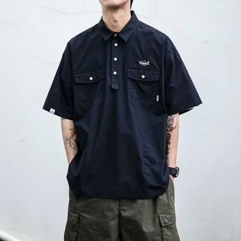 мужские рубашки ropa с коротким воротником-поло в стиле ретро, летняя модная повседневная футболка с короткими рукавами для мужчин