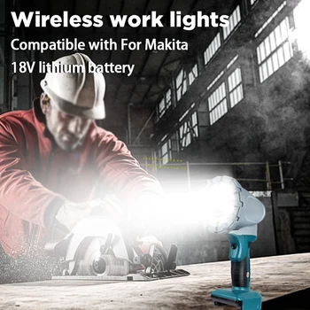 Светодиодный Рабочий свет, Прожектор, лампа-фонарик для Makita BL1830, для DeWalt, для Bosch, для Milwaukee M18, Литий-ионный аккумулятор 14,4-18V