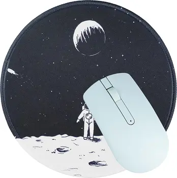 Круглый Коврик Для Мыши Space Astronaut Красочные Коврики Для Мыши с Нескользящей Водонепроницаемой Резиновой Основой для Офисных Игр 7,9 x 7,9 дюйма