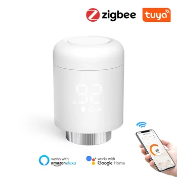 Умный Программируемый Термостат Tuya Zigbee Работает с Контроллером температуры Alexa Google Home Smart TRV Термостатический клапан