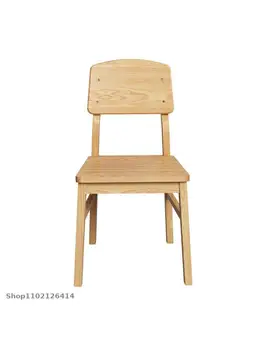 Обеденный стул из белого дуба, стул из чистого массива дерева, скандинавский минималистичный современный ресторан, стул со спинкой из бревенчатого дерева