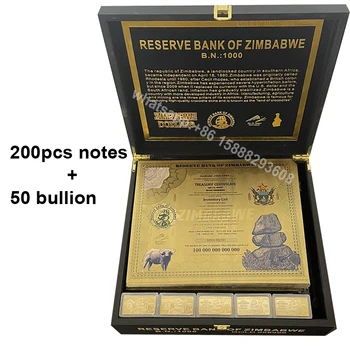 200шт Большой сертификат Зимбабве 999999 золотых сто триллионных банкнот великое Зимбабве С коллекцией поклонников золотых слитков 50шт