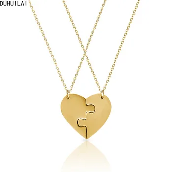 Персонализированное именное ожерелье-головоломка в виде сердца из нержавеющей стали, ожерелье дружбы с сестрой, подарки для пары для мужчин и женщин