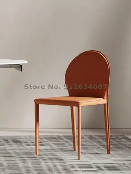 Индивидуальное легкое Роскошное Дизайнерское кресло для макияжа в спальне высокого класса Со спинкой, Итальянское минималистичное седло, Кожаное обеденное кресло для дома