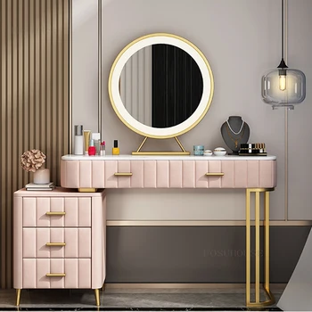 Роскошные комоды в скандинавском стиле, простая современная мебель для спальни, туалетный столик, шкаф для хранения косметики, Встроенные комоды для домашнего зеркала