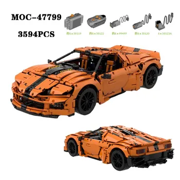 Классический строительный блок MOC -47799, Суперспортивный автомобиль, детали для соединения высокой сложности, 3594 шт., игрушка для взрослых и детей, подарок на день рождения