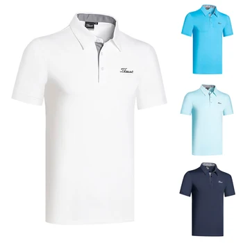 Одежда для гольфа, мужская футболка с короткими рукавами, рубашка-поло для занятий спортом на открытом воздухе, быстросохнущая одежда, дышащая, впитывающая пот