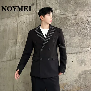 Темное индивидуальное пальто NOYMEI С контрастной вышивкой, Нишевый Мужской пиджак, Корейский мужской блейзер WA2936