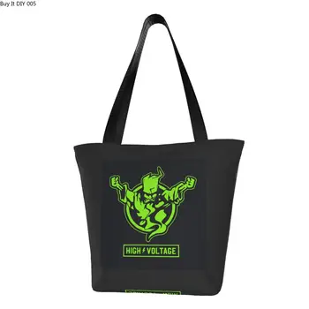Забавная высоковольтная сумка для покупок Thunderdome многоразового использования Hardcore Gabber Grocery Canvas Shopper Сумка через плечо