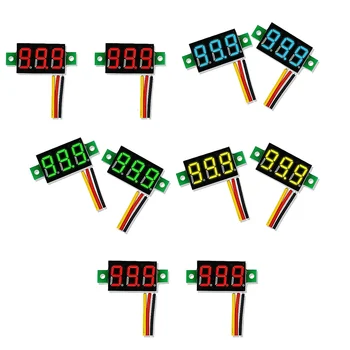 Мини-дисплей вольтметра постоянного тока 3-проводной тестер напряжения постоянного тока 0-100 В 10ШТ 0,28-дюймовая светодиодная панель 4 цвета в сочетании