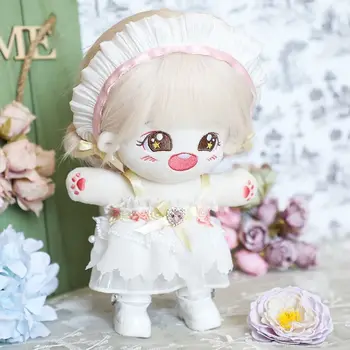 20 см Кукольная одежда Белое платье принцессы в стиле Лолиты, милая кружевная повязка на голову для куклы-идола, аксессуары для одежды, игрушки для кукол-суперзвезд