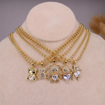 10 шт., Модное роскошное ожерелье с мишкой, женское трендовое ожерелье с цепочкой из бисера, подарки друзьям и семье