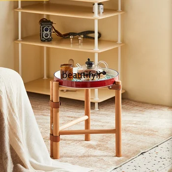 Прикроватный столик для дивана в стиле ретро, стол из массива дерева, журнальный столик для маленькой квартиры, Прикроватная тумбочка, современный простой поднос, Угловой столик