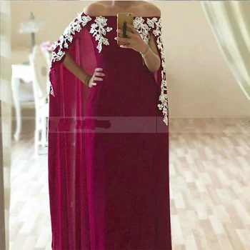 2023 Вечерние платья из Саудовской Аравии с накидкой, Вечерние платья большого размера, сшитые на заказ, Красное платье С аппликацией Robe De Soiree