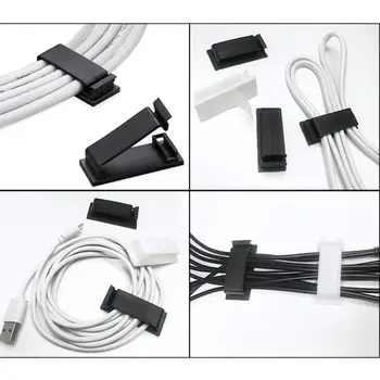 Самоклеящийся кабельный зажим Эффективная организация кабеля 50 самоклеящихся зажимов для телевизора ноутбука канцелярских принадлежностей Управление данными Ethernet