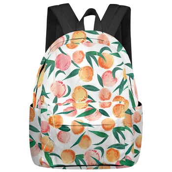 Лист персика, Розовая Ветка, Белый Модный Женский рюкзак, сумки для книг для девочек, рюкзаки для ноутбуков, рюкзак для путешествий, школьный ранец