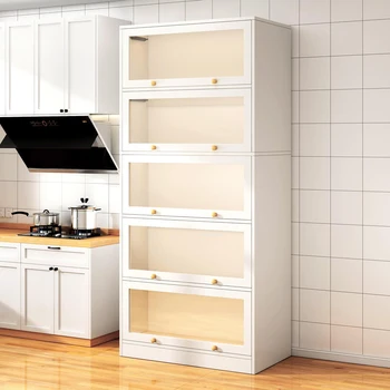 Кухонные шкафы из деревянных панелей Многослойный дизайн Шкаф для хранения домашней кухонной мебели Шкаф Высококлассный сервант