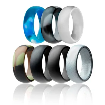 7 ШТ Силиконовые кольца 8 мм, гипоаллергенные Гибкие силиконовые кольца, Женские Мужские кольца для занятий спортом на открытом воздухе Хорошего качества