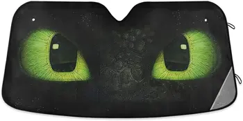 Солнцезащитный козырек на лобовом стекле автомобиля Dragon Green Eyes, солнцезащитный козырек для защиты от ультрафиолетовых лучей и солнечного перегрева, динозавр блокирует тепло и солнцезащитный козырек