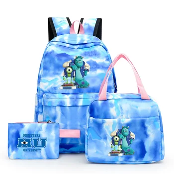 3шт Красочный рюкзак Disney Monsters University с сумкой для ланча для женщин, студенческих рюкзаков для подростков, школьных сумок, наборов
