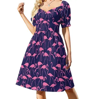 Розовое и темно-синее платье с принтом Фламинго, Летняя женская одежда, платья для женщин 2023, роскошное женское вечернее платье