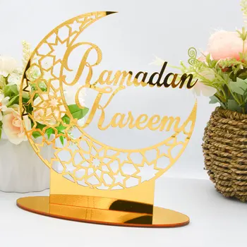 Классический акриловый декор в Рамадан, гладкое Золотое оформление стола для оформления исламской мусульманской вечеринки