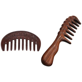 Деревянная расческа из 2 предметов, деревянная расческа для волос, натуральная расческа-Антистатическая массажная расческа для волос, A & B