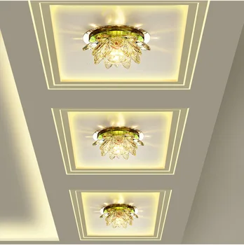 Светодиодный креативный открытый и скрытый хрустальный светильник для прохода, потолочный светильник для коридора, потолочный светильник Lotus для прохода в коридоре для украшения спальни
