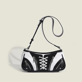 Превосходная маленькая сумка-локомотив для подмышек, дизайнерские сумки в стиле пэчворк в уличном стиле в стиле ретро на молнии, роскошная сумка Sweet Cool Girls