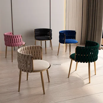 Скандинавские фланелевые обеденные стулья для ресторанной мебели, креативное дизайнерское кресло, кресло со спинкой для домашнего отдыха, кресло для макияжа в ванной