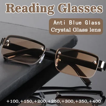Высококачественные мужские очки для чтения в оправе из натурального оригинального камня, очки для пресбиопии, классические очки в металлической оправе + 2,0.