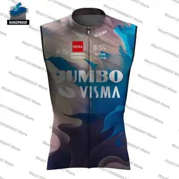 2023 Ветрозащитный жилет Jumbo Visma Mix, мужская майо, велосипедная майка без рукавов Windvest