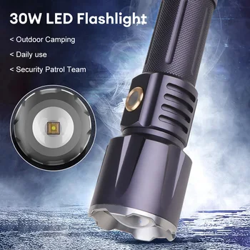 Белый лазерный супер яркий светодиодный фонарик, перезаряжаемый USB-фонарик, Телескопический зум, наружный фонарь для кемпинга, пеших прогулок