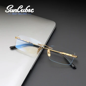 SunCubic Титановая оправа для очков без оправы Мужские Сверхлегкие Оптические очки по рецепту Близорукости Квадратные очки JS6432