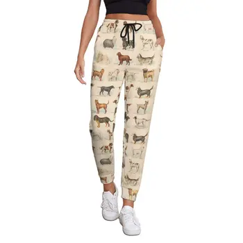Мешковатые брюки с принтом собаки, весенние Винтажные Повседневные спортивные брюки с животными, женские брюки с корейским рисунком, Большой размер 3XL
