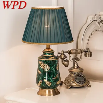 WPD Современная Зеленая Керамическая настольная лампа LED Китайская Креативная Роскошная Прикроватная тумбочка для домашнего декора гостиной Спальни