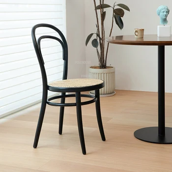 Обеденные стулья из скандинавского ротанга, современный домашний стул со спинкой, кухонная мебель для отдыха, стул для кафе во внутреннем дворе, Одноместный обеденный стул для кабинета