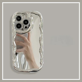 Winxia ins Advanced sense с серебряным покрытием mirror для iPhone 14 чехол для телефона 15 Новый iPhone13 простой силиконовый 12ProMax