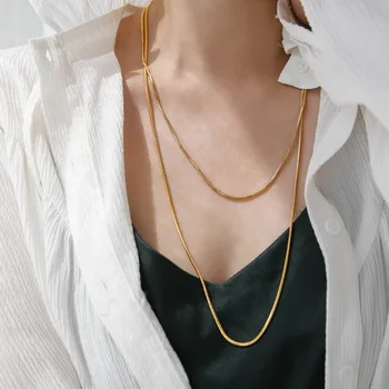 Новое длинное змеиное ожерелье Kpop для женщин, цепочка для свитера, Материал из нержавеющей стали, позолоченный, прекрасный подарок