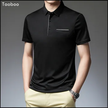 2024 Новые классические повседневные мужские рубашки поло, летняя Тонкая однотонная мужская футболка в винтажном стиле для джентльменов