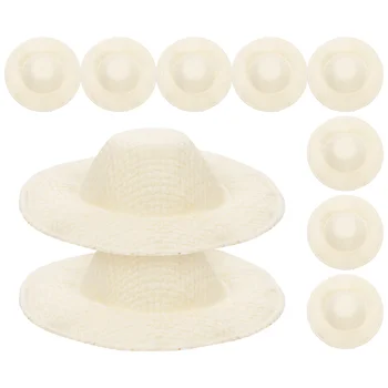 10шт Мини-шляпы сомбреро, мини-тканые шляпы, головные уборы, аксессуары для поделок