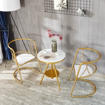 современные легкие Роскошные железные обеденные стулья для кухонной мебели Home gold metal Креативное кресло-качалка для столовой Z