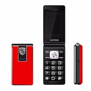 Пожилой Большой кнопочный мобильный телефон с откидной крышкой 2,4 дюйма с двумя sim-картами 2G GSM MP3 с двумя факелами и металлической каймой, роскошный мобильный телефон-раскладушка
