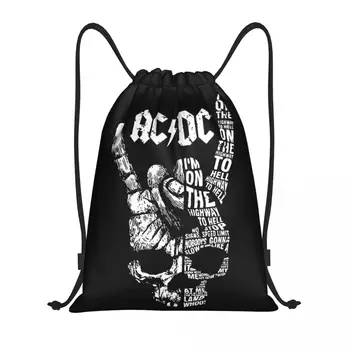 Изготовленная на заказ сумка на шнурке в стиле рок-музыки для женщин и мужчин, легкий рюкзак для хранения в спортивном зале переменного тока постоянного тока