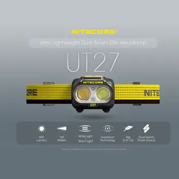 Nitecore new UT27 800 люмен, перезаряжаемый ультралегкий фонарь для бега, кемпинга, белый + красная светодиодная подсветка, перезаряжаемый аккумулятор